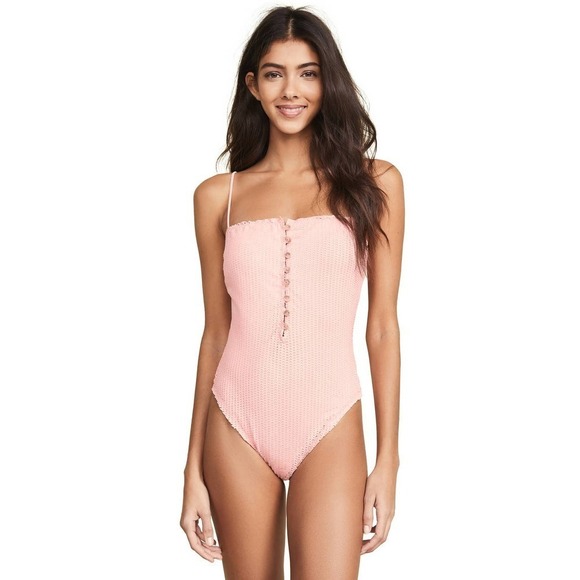 VIX PAULA HERMANNY Pink Romance Scales Buttons One Piece Swimwear Size L NWOT - Picture 4 of 16